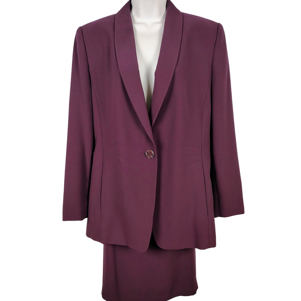 Womens SZ 16 Executive Collection Skirt Suit Plum Purple Officecore Professional